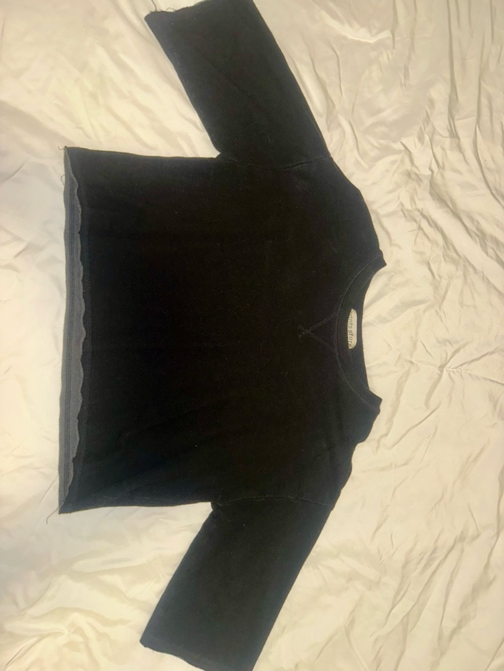 Waffle Knit Short Sleeve Top - Black